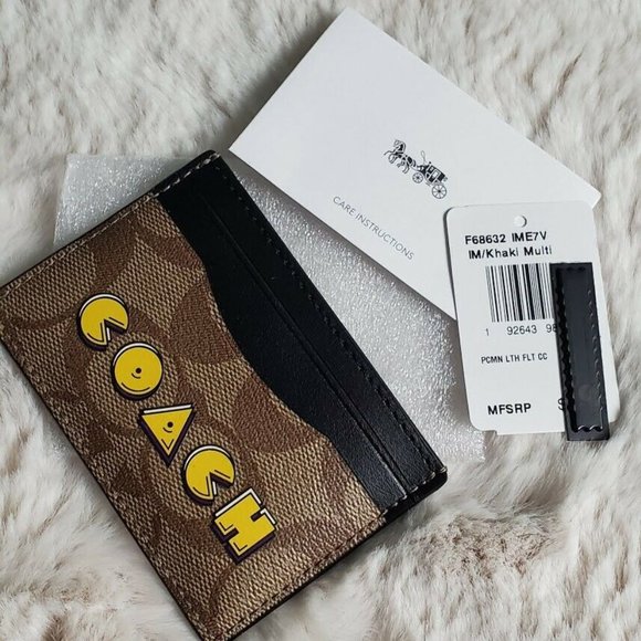 COACH Khaki Multi / Gold Card Pac-man wallet - Picture 2 of 4